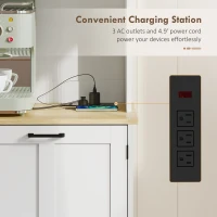 HOMCOM Kitchen Pantry Cabinet with Charging Station, 7 Gallon Trash Can Cabinet, Adjustable Shelves and Acrylic Doors, White(m-4)