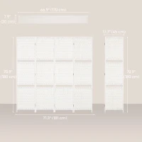 HOMCOM 4 Panel Room Divider with Shelves, 6 FT Freestanding Folding Privacy Screen, Partition Wall Divider for Bedroom, White(m-3)