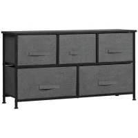 HOMCOM Linen Drawer Cabinet Organizer Storage Dresser Tower with 5 Removable Drawer Metal Frame Adjustable Feet for Living Room, Kitchen, Bathroom, Dark Grey(m-2)