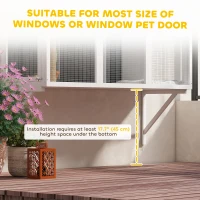 PawHut Wooden Catio Outdoor, Cat Window Box Enclosure for 2-3 Large Cats with 2 Jumping Platforms & Scratching Post, White(m-7)