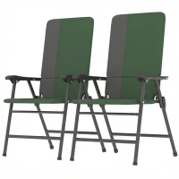 Outsunny Folding Patio Chairs Set of 2, Padded High Back Lawn Camping Chairs with Armrests, 600D Oxford Fabric, Dark Green(m-11)
