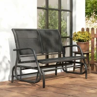Outsunny Outdoor Glider Bench, 2 Seater Garden Patio Glider Chair with Sling Fabric Seat, Steel Frame, Black(m-10)