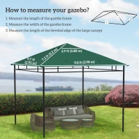 Outsunny 10' x 10' Square Gazebo Canopy Replacement UV Protected Top Cover Sun Shade Green(m-3)