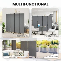 Outsunny Folding Room Divider with Castor Wheels, Rolling Privacy Screen for Home Office Bedroom, 5.6ft Tall(m-4)