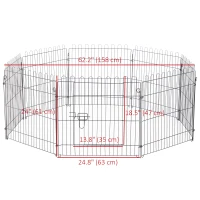 PawHut 24inch 8-Panel Dog Playpen Octagon Pet Exercise Playpen Crate Foldable Dog Cage Pen Puppy Kennel, Black(m-3)
