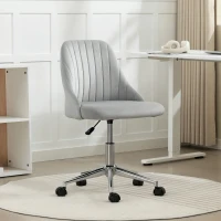 Vinsetto Vanity Chair for Makeup, Velvet Comfy Office Chair with Adjustable Height, Swivel Wheels for Bedroom, Living Room, Grey(m-1)