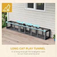 PawHut Cat Tunnel, Outdoor Cat Enclosure with Combinable Design, 8 Doors, 98" Kitty Toys for House, Window, Cage, Dark Grey(m-7)