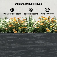 Outsunny Vinyl Raised Garden Bed Kit, 6.5 x 2 x 1ft Elevated Garden Box with Divider and Open Bottom, Grey Wood Effect(m-6)