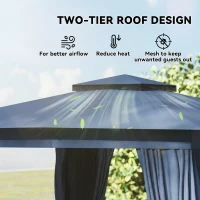 Outsunny 10' x 12' Outdoor Patio Gazebo, Soft Top Gazebo Canopy Shelter with Curtains, Netting, Steel Frame, Hooks, Blue(m-4)