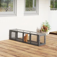 PawHut Outdoor Cat Tunnel, Wooden Play Cat Enclosure, Extendable Pet Run with 3 Doors, for Indoor and Outdoor Use, Grey(m-1)