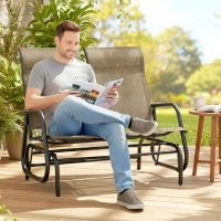 Outsunny Outdoor Glider Bench, Patio Glider for 2 Persons, Brown(m-1)