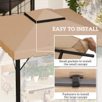Outsunny 10' x 10' Replacement Canopy, Gazebo Top Cover with Double Vented Roof for Garden Patio (TOP ONLY), Khaki(m-5)