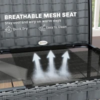 Outsunny 3 Pieces Rocking Bistro Set Outdoor Patio Furniture Set with Side Pockets, Mesh Seat, Cushions, 2-Tier Table, Grey(m-6)