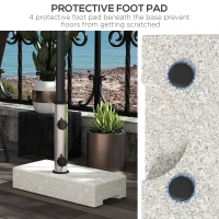 Outsunny 55 lbs Half Granite Parasol Base, Outdoor Umbrella Stand Weight for 1.3", 1.5", 1.9" Umbrella Poles, Grey(m-6)