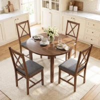 HOMCOM Set of 2 Dining Chairs, Upholstered X-Back Dining Room Chairs with Rubberwood Legs and Padded Seat for Kitchen, Gray(m-9)