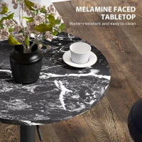 HOMCOM Adjustable Bar Table for 2, Round Pub Table with Steel Base for Home Bar, Small Dining Room, Black Marble(m-6)