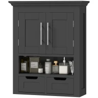 kleankin Bathroom Wall Cabinet, Medicine Cabinet, Toilet Storage Cabinet with Shelf for Living Room and Entryway, Black(m-2)