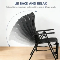 Outsunny Outdoor Recliner Lounge Chair with Adjustable Backrest, Cushion, Black(m-5)