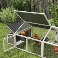 PawHut 95"L Chicken Run Large Chicken Coop with Nesting Box Wooden Roof Side Door for Outdoor 4–8 Chickens(m-10)
