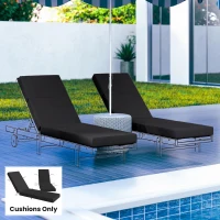 Outsunny Set of 2 Chaise Lounge Cushion, 4" Thick Outdoor Lounge Chair Cushions with Ties for Patio, 21" x 72 ", Gray(m-2)