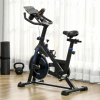 Soozier Adjustable Upright Stationary Exercise Bike w/ LCD Display, Indoor Cycling Bike for Home w/ Adjustable Resistance, Black(m-8)