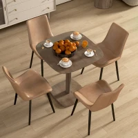 HOMCOM Dining Table for 4 People - Modern Kitchen Table with Wood-Effect Top, 27.6" x 27.6", Dark Brown(m-6)