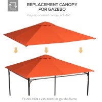 Outsunny 10' x 10' Square Gazebo Canopy Replacement UV Protected Top Cover Sun Shade Orange(m-4)