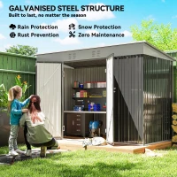Outsunny 9' x 4' Galvanized Steel Garden Storage Shed with Lockable Doors, Gloves and 2 Air Vents for Backyard, Patio, Lawn(m-4)