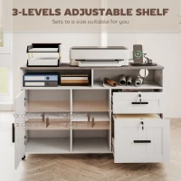 HOMCOM Mobile Printer Stand with Charging Station and USB Ports, Locking Filing Cabinet for A4 and Letter Size, White(m-7)