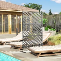 Outsunny Metal Outdoor Privacy Screen, Freestanding Outdoor Divider with Stand, 78" x 48", Black(m-8)