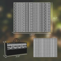 Outsunny Outdoor Rug Carpet with USB Lights Reversible Patio Rug with Carry Bag for Camping 10' x 8'(m-3)