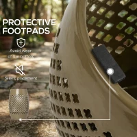 Outsunny 12.4" Steel Patio End Table, Round Hollow Drum Side Table, Accent Table for Indoor and Outdoor, Khaki(m-6)