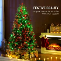 HOMCOM 6.5ft Christmas Tree with Synchronized LEDs, DIY Function, Frasier Grande Fir with Hinge Design, Remote, Daily Timer(m-4)