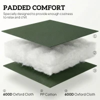 Outsunny Folding Patio Chairs Set of 2, Padded High Back Lawn Camping Chairs with Armrests, 600D Oxford Fabric, Dark Green(m-4)