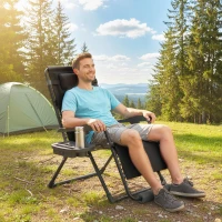 Outsunny Zero Gravity Chair, Reclining Outdoor Lounger Chair with Cup Holder, 400 LBS Capacity, Black(m-10)