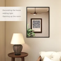 HOMCOM 30" x 40" Bathroom Mirror for Wall, Rectangular Mirror for Living Room, Bedroom, Entryway, Black(m-4)