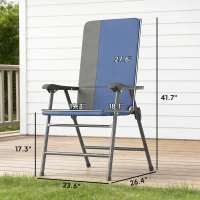 Outsunny Folding Patio Chairs Set of 2, Padded High Back Lawn Camping Chairs with Armrests, 600D Oxford Fabric, Dark Blue(m-3)