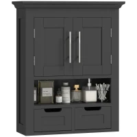 kleankin Bathroom Wall Cabinet, Medicine Cabinet, Toilet Storage Cabinet with Shelf for Living Room and Entryway, Black(m-11)