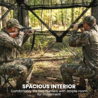 Outsunny Hunting Blind for 2 Person, See Through Pop Up Blind with 270-Degree View, Windows for Deer Hunting, Camouflage(m-7)