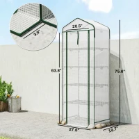 Outsunny Mini Greenhouse with Screen Roof, 5 Tier Portable Small Greenhouse with High Strength PE Cover, White(m-3)