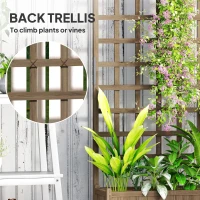 Outsunny Wooden Planter with Trellis, Raised Garden Bed with Wheels, Drainage Holes for Climbing Plants, Flowers, Brown(m-4)