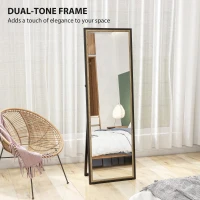 HOMCOM Full Length Mirror, 64" x 21" Rectangle Full Body Mirror with Dual-Tone Frame for Bedroom, Black(m-6)