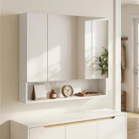 kleankin Wall Mounted Bathroom Medicine Cabinet with Mirror and Adjustable Shelves, White(m-10)
