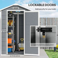 Outsunny 6' x 4' Outdoor Storage Shed, Plastic Shed with Floor, Window, Lockable Door and Vents for Outdoor Patio Storage, Gray(m-6)
