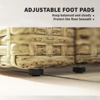 Outsunny Wicker Outdoor Sofa with Side Trays, Rattan Patio Loveseat with Cushions for Garden Balcony, Light Grey(m-9)