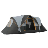 Outsunny 5-6 Person Family Tent, Outdoor Camping Tent with Lighting Hook, Carrying Bag for Camping, Hiking and Travelling, Cream(m-11)