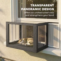 PawHut Catio Outdoor Cat Enclosure Adjustable Cat House Waterproof Top for Window 24" x18.5" x16.1" Black & White(m-6)