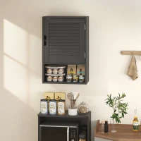 HOMCOM Bathroom Cabinet, Wall Mounted Storage Cabinet with Adjustable Shelves, 40 x 20 x 60 cm, Black(m-9)