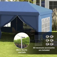 Outsunny 10' x 20' Pop Up Canopy Tent Outdoor Portable Easy Up Party Tent Garden Shade Shelter with Walls Carrying Bag, Blue(m-6)