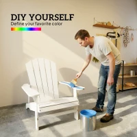 Outsunny Wood Adirondack Chair, Outdoor Patio Muskoka Chair with Slatted Design for Deck, Garden, Backyard, Fire Pit, White(m-7)